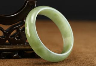 润德典藏 新疆和田玉青白玉手镯59mm 大号玉镯 天然玉石镯子 翡翠玉石