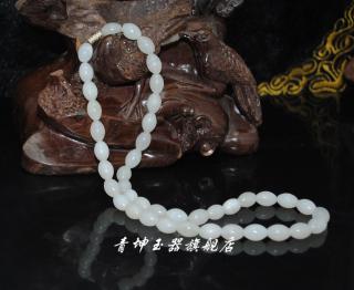 【青坤玉器 天然新疆和田玉项链 白玉珠子饰品 羊脂级玉石项链批发】